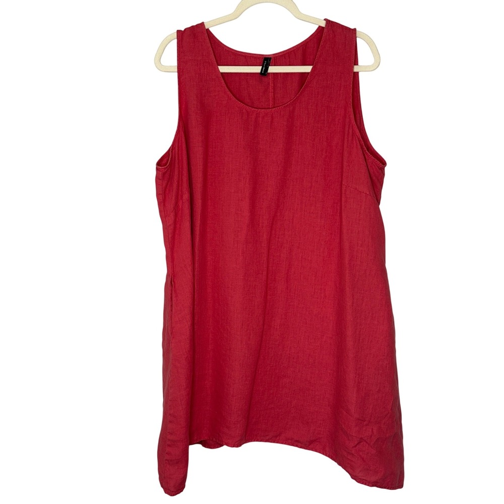 Stella Carakasi Natural‎ Lux XXL Linen Berry Sleeveless Tunic Tank Top Lagenlook